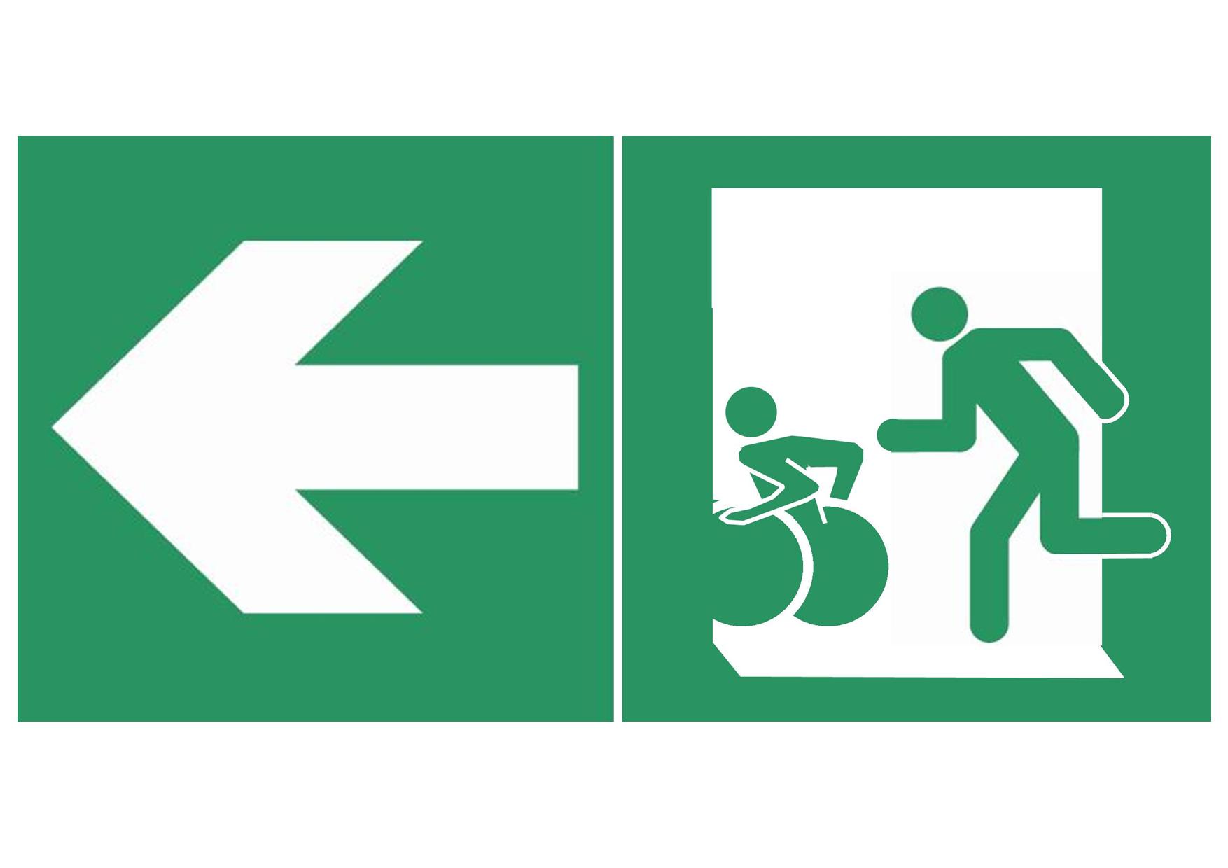 Signal de sortie d'évacuation directe ou différée (handicapés)  vers la gauche pour tout public - SFG.TP