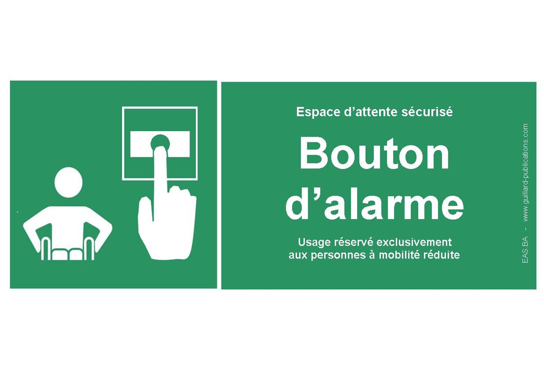 Signal BOUTON D'ALARME pour Espace d'attente sécurisé pour handicapes  PMR. EAS-BA