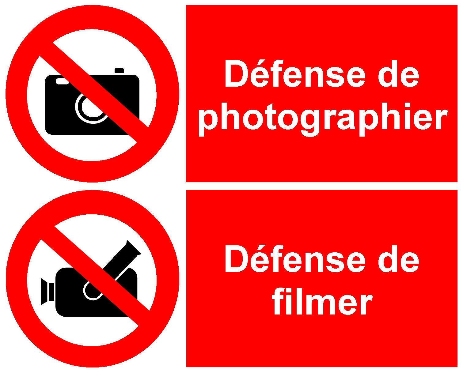 Signal d'interdiction de PHOTOGRAPHIER ET DE FILMER - INT.PHOTOFILM