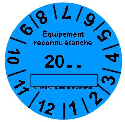 Planche de 24 étiquettes de marquage fluide frigorigène pour EQUIPEMENT RECONNU ETANCHE