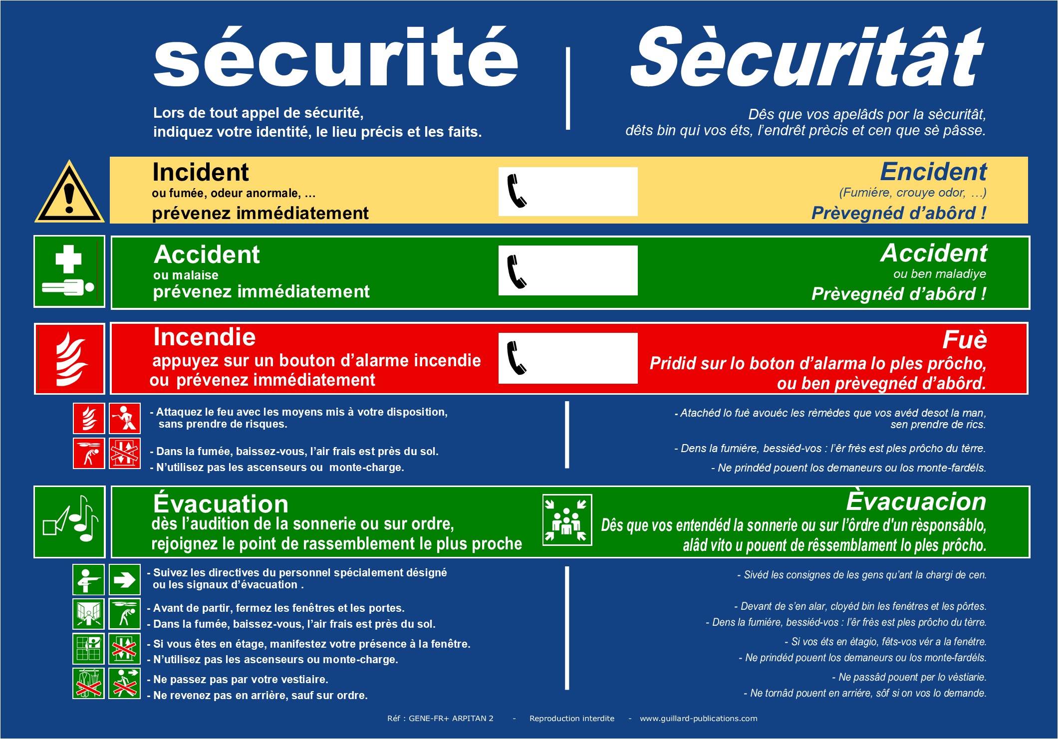 	. ERP et ERT - Panneau de consignes de securite en FRANCAIS et ARPITAN - GENE.FR.ARPITAN