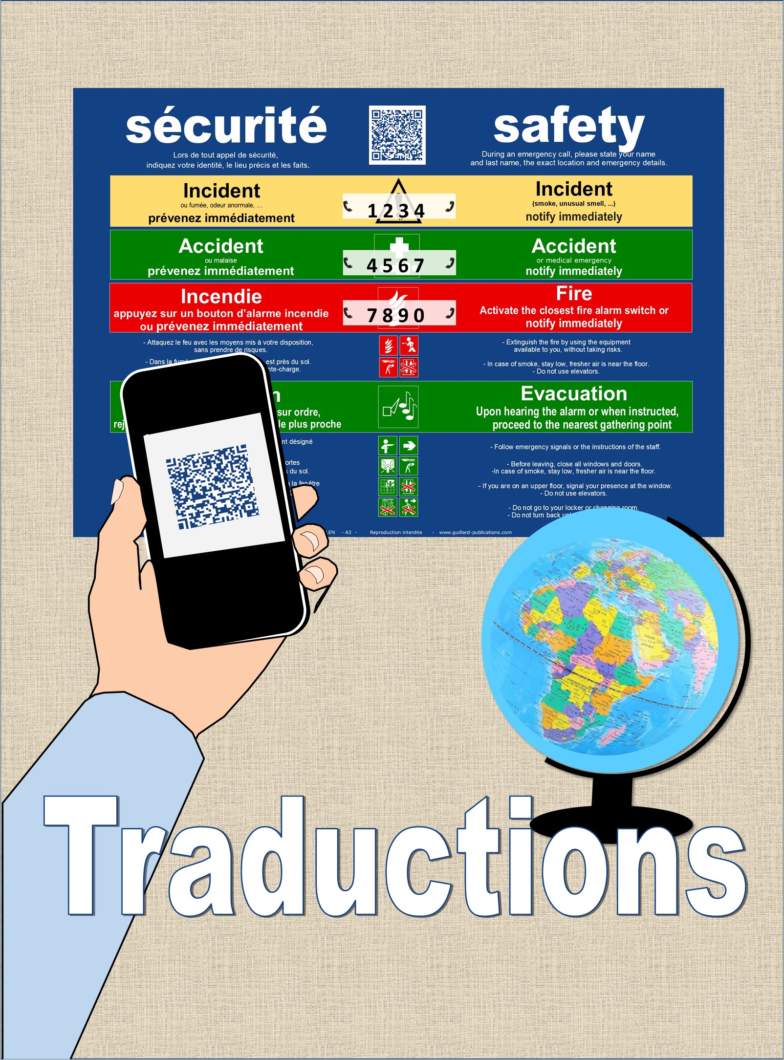 SECURITE - SAFETY . QR code + IA . TRADUCTIONS