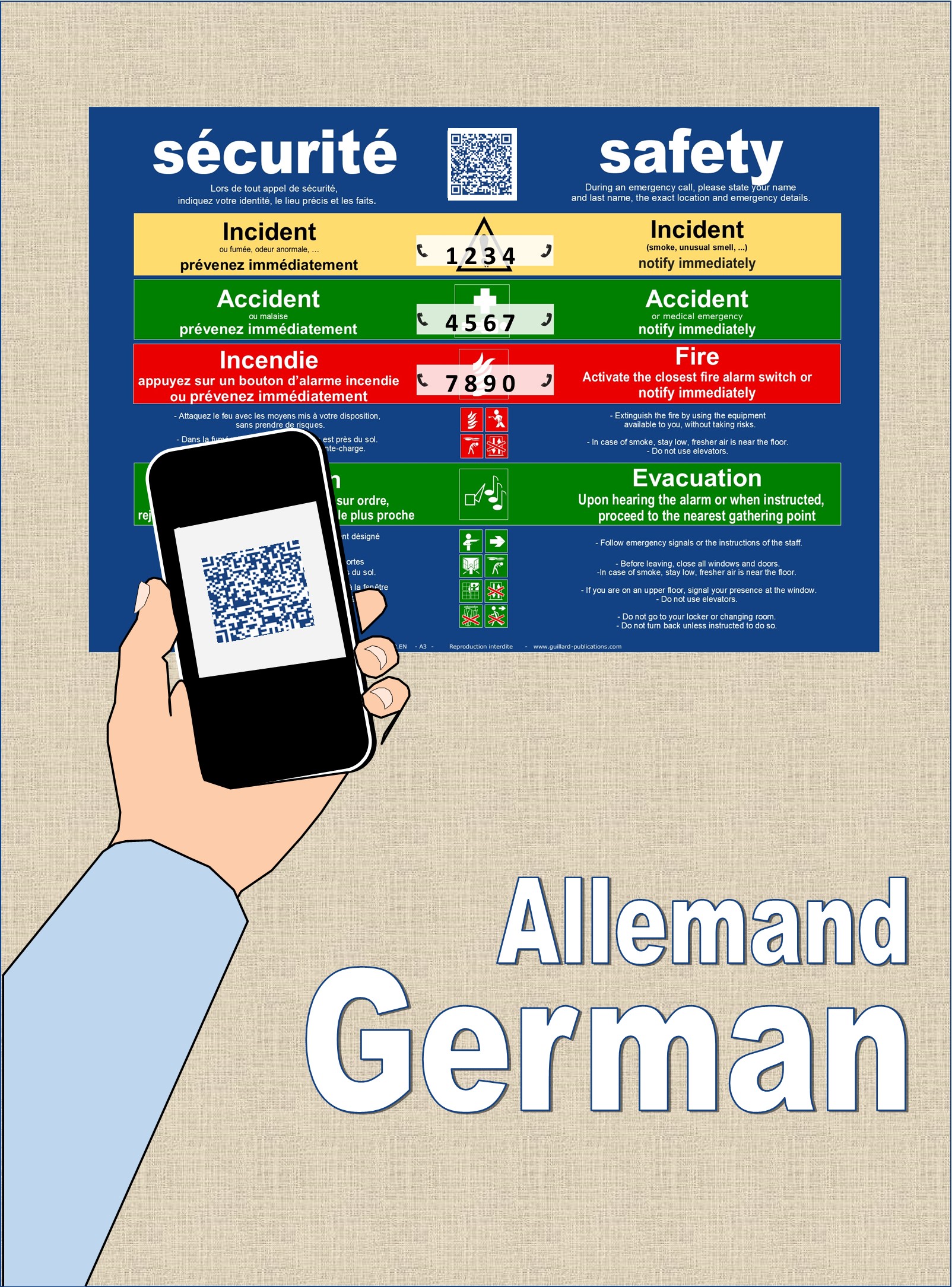 	SECURITE - SAFETY . QR code + IA + ALLEMAND traduction