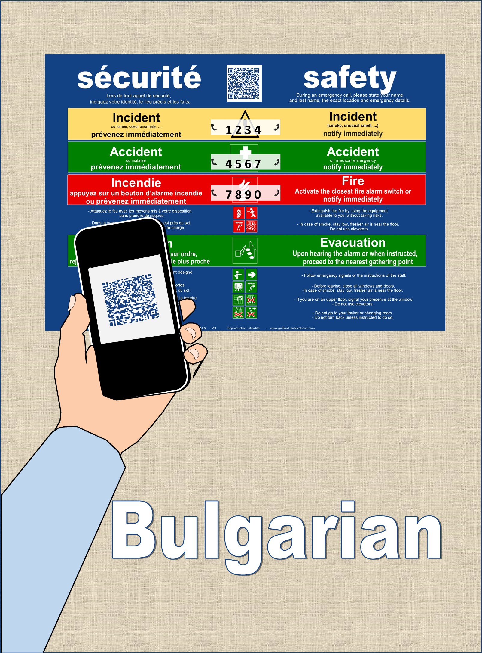 	SECURITE - SAFETY . QR code + IA + BULGARE traduction