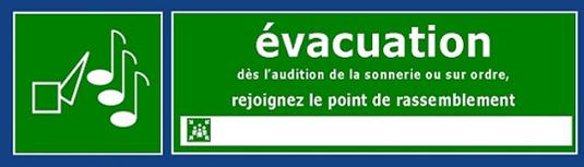 Panneau de consignes de sécurité en cas d'évacuation avec pictogrammes