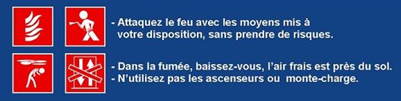 La consigne de sécurité incendie avec ses pictogrammes