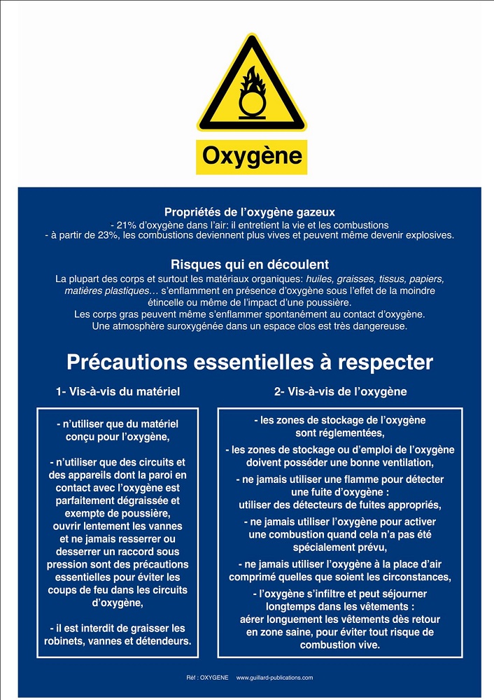 Consignes OXYGENE Précautions à prendre - OXY