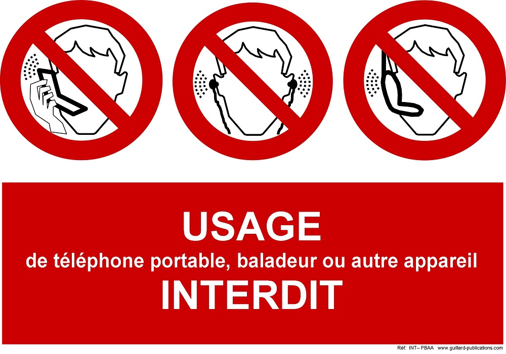 Signal d'interdiction d'usage de PORTABLE, BALADEUR et AUTRES APPAREILS  ( grand modele)