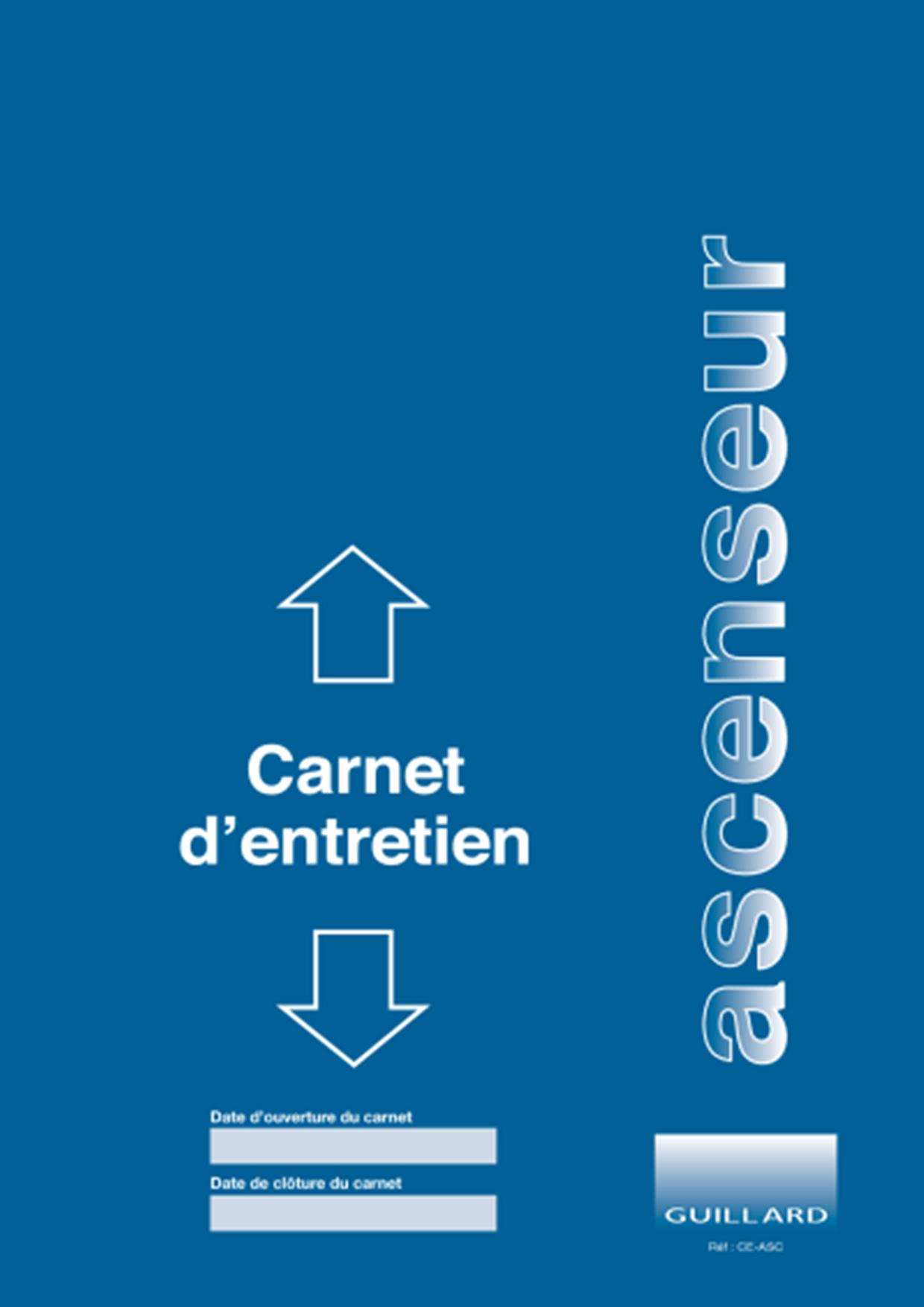 Carnet d'entretien ASCENSEUR-  CE.ASC dupli - d'entretien des ascenseurs