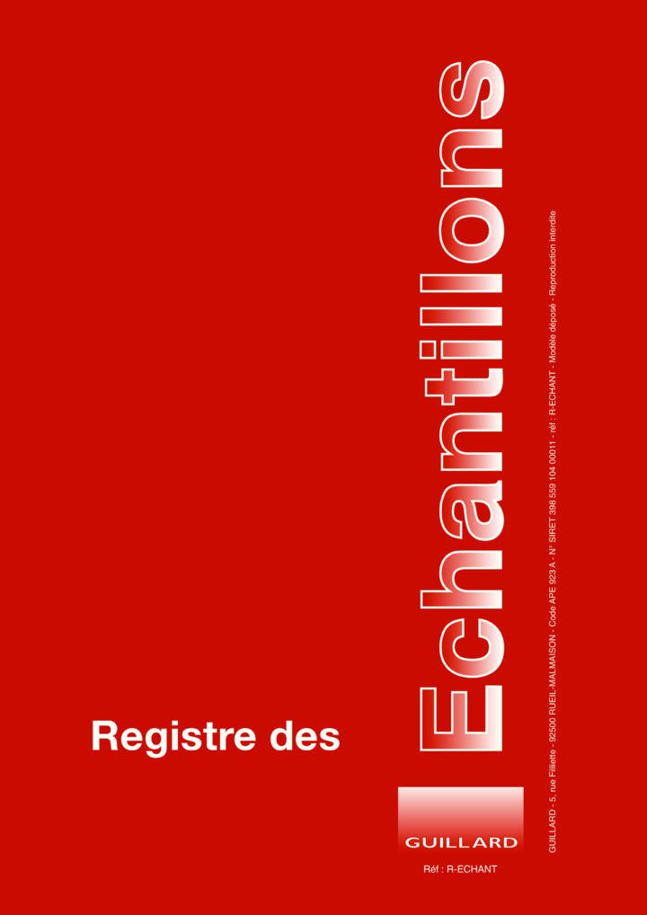 PHARMACIE Registre des ECHANTILLONS  de l'échantillothèque - Edition GUILLARD - R.ECHANT