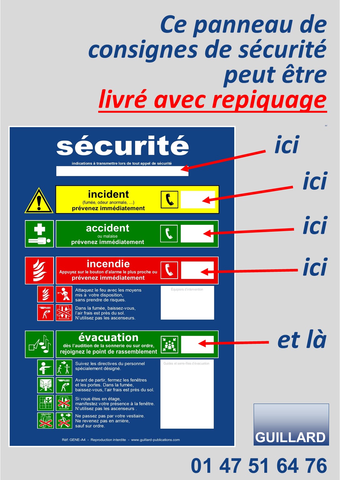 Panneau de CONSIGNES DE SECURITE  specifiquement adaptees a votre organisation