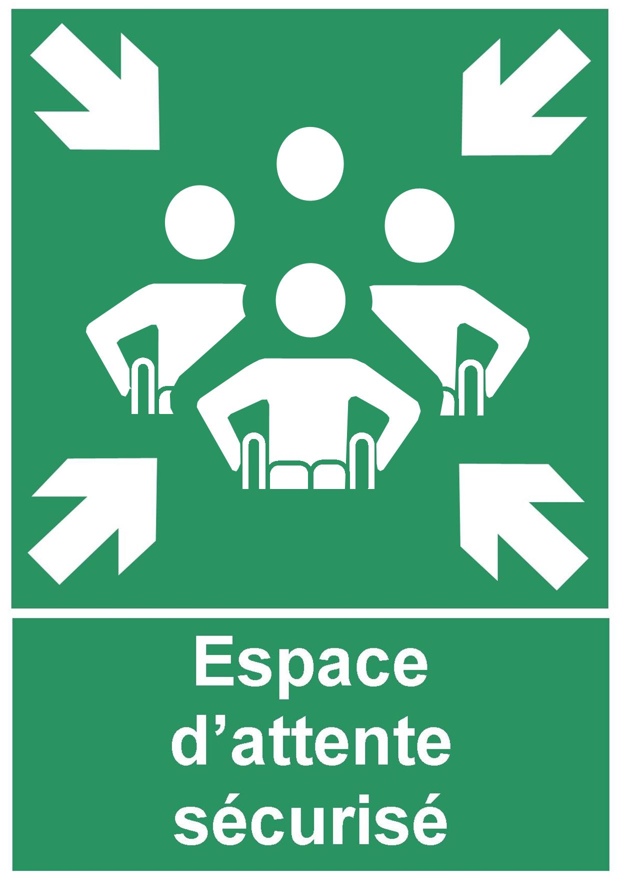 Signal ESPACE D'ATTENTE SECURISE pour Evacuation Differee  pour HANDICAPES (petit modele)