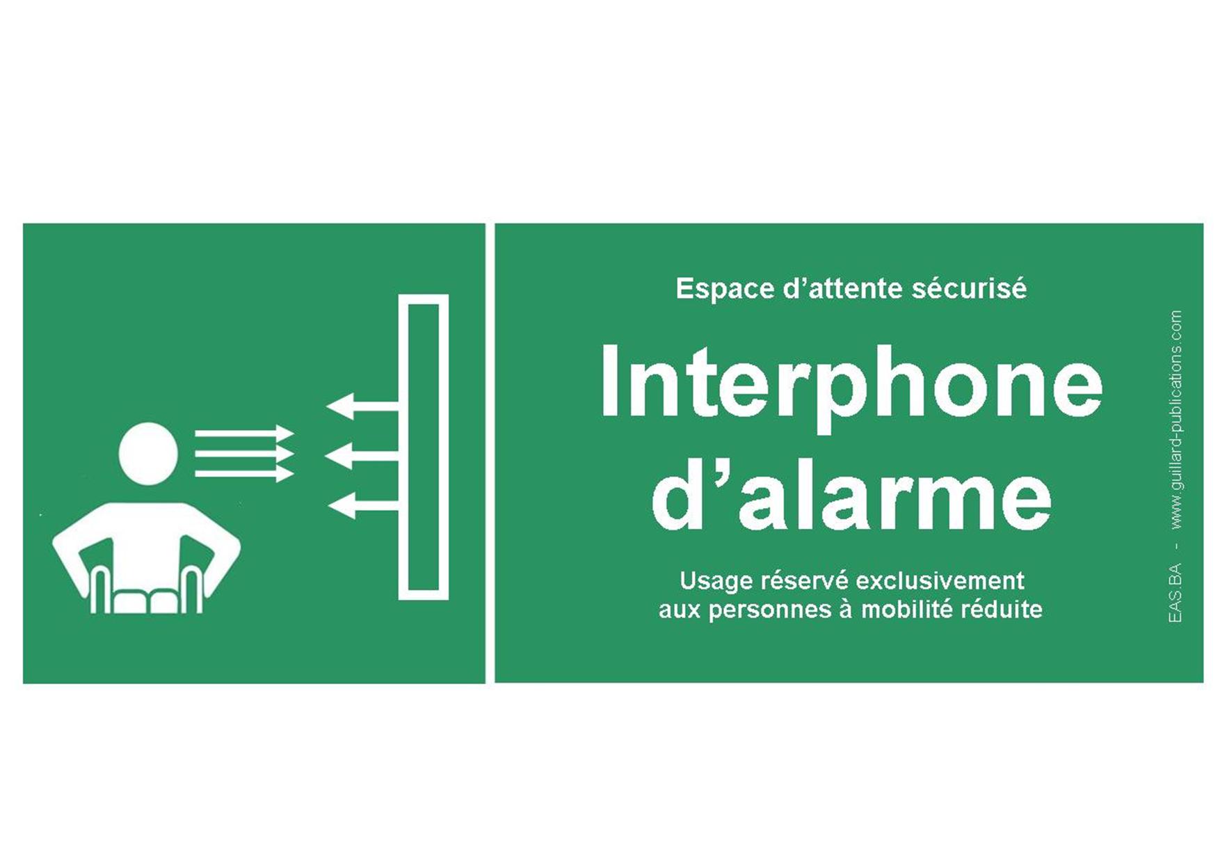 Signal INTERPHONE D'ALARME pour ESPACE d'ATTENTE SECURISE  pour handicapes. EAS-IA
