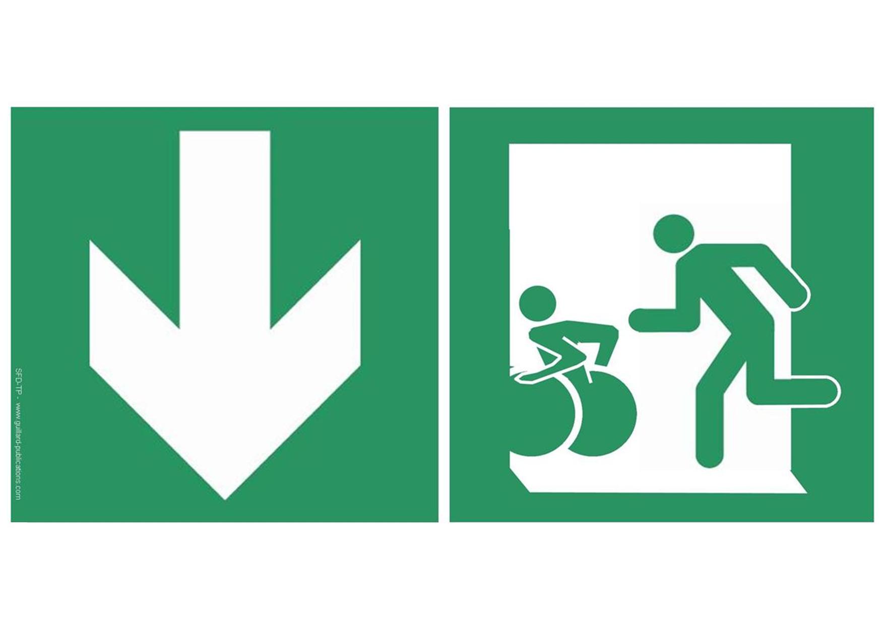 Sortie d'Evacuation directe ou differee (handicapes), droit devant ( tout public)  SF-DESS. TP