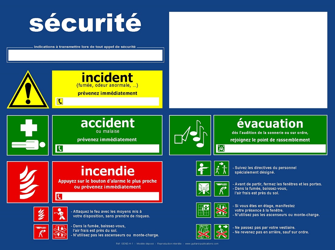 ERP et ERT - Panneau de consignes securite avec emplacement pour plan - GENE.H1