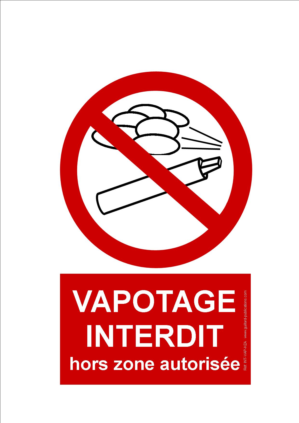 Signal d'interdiction de VAPOTER HORS ZONE AUTORISEE en PVC avec dos autocollant 