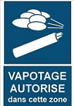 Signal d'information VAPOTAGE AUTORISE DANS CETTE ZONE  -  VAP.AUTOR