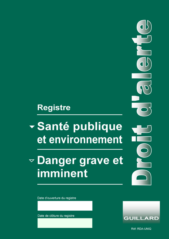 --- SPECIAL CSE --- Registre  de SANTE PUBLIQUE et ENVIRONNEMENT + DANGERS GRAVES ET IMMINENTS - RDA.UNIQ 