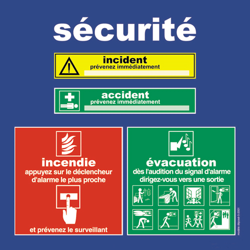 LYCEES et COLLEGES  - Panneau  plaque de consignes incendie  pour CHAMBRE ou DORTOIR. CH.SCO