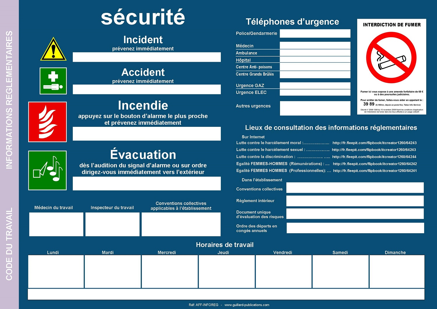 AFFICHAGE OBLIGATOIRE  CODE DU TRAVAIL - AFF.INFOREG