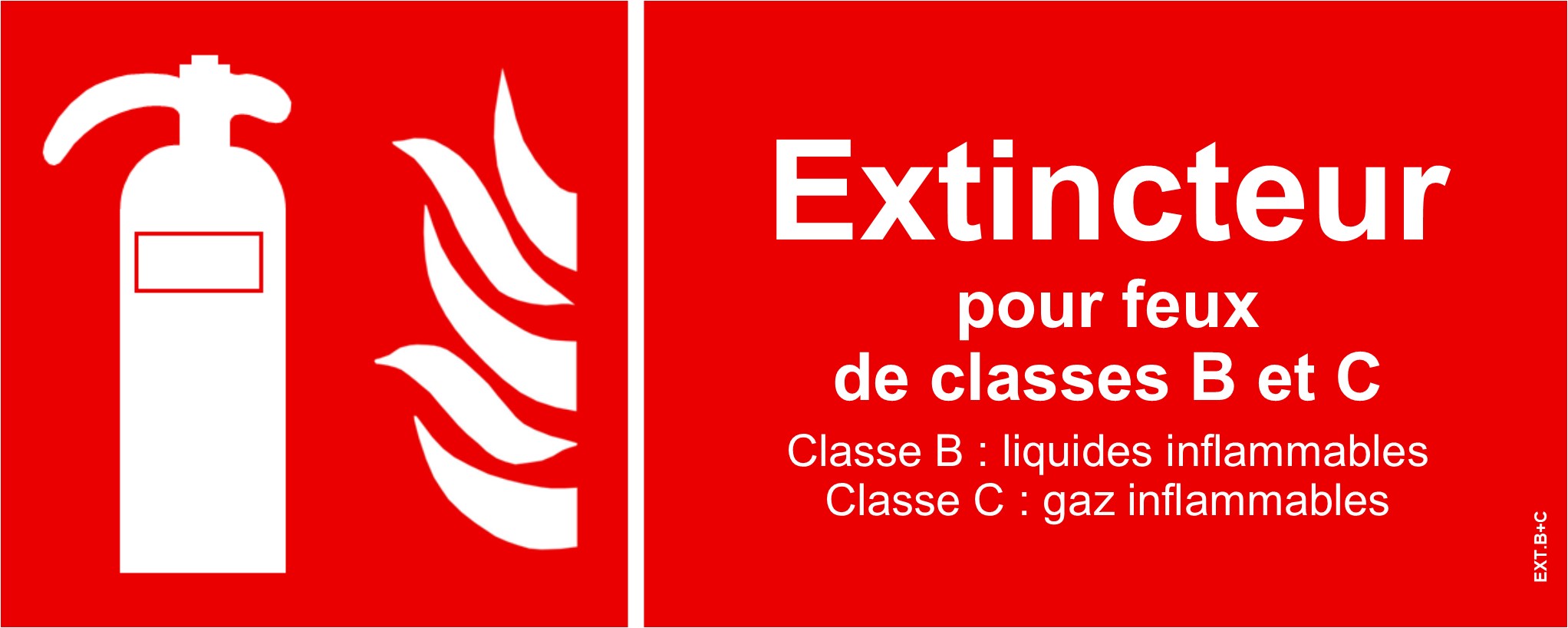 Panneau de signalisation EXTINCTEUR pour feux de classes B+C