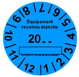 FRIGORISTES . Planche de 24 etiquettes de marquage fluide frigorigene pour EQUIPEMENT RECONNU ETANCHE