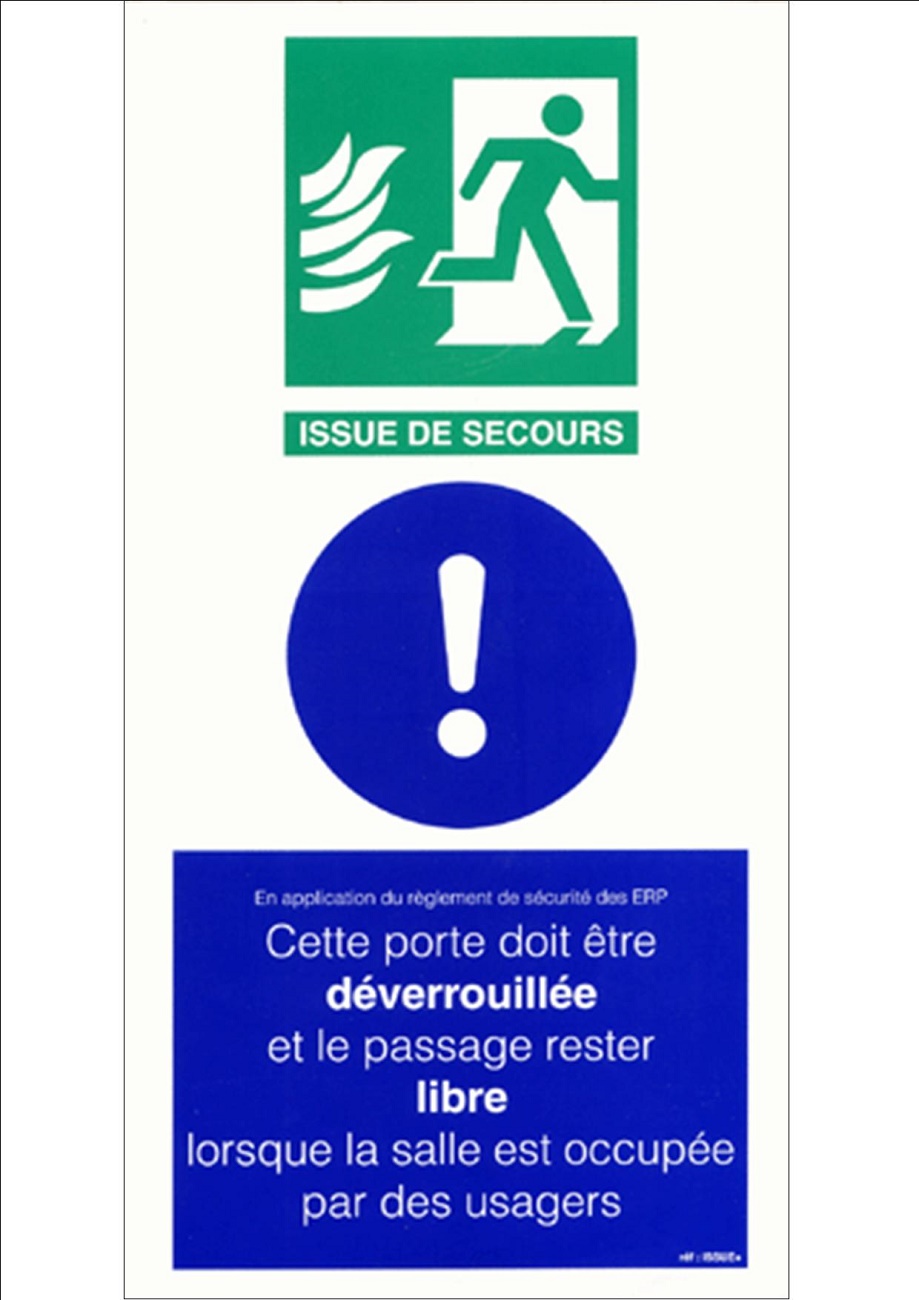 LYCEES et COLLEGES - SALLES COMMUNICANTES - Panneau plaque de consignes securite incendie evacuation pour PORTE DE COMMUNICATION entre CLASSE. ISSUE+