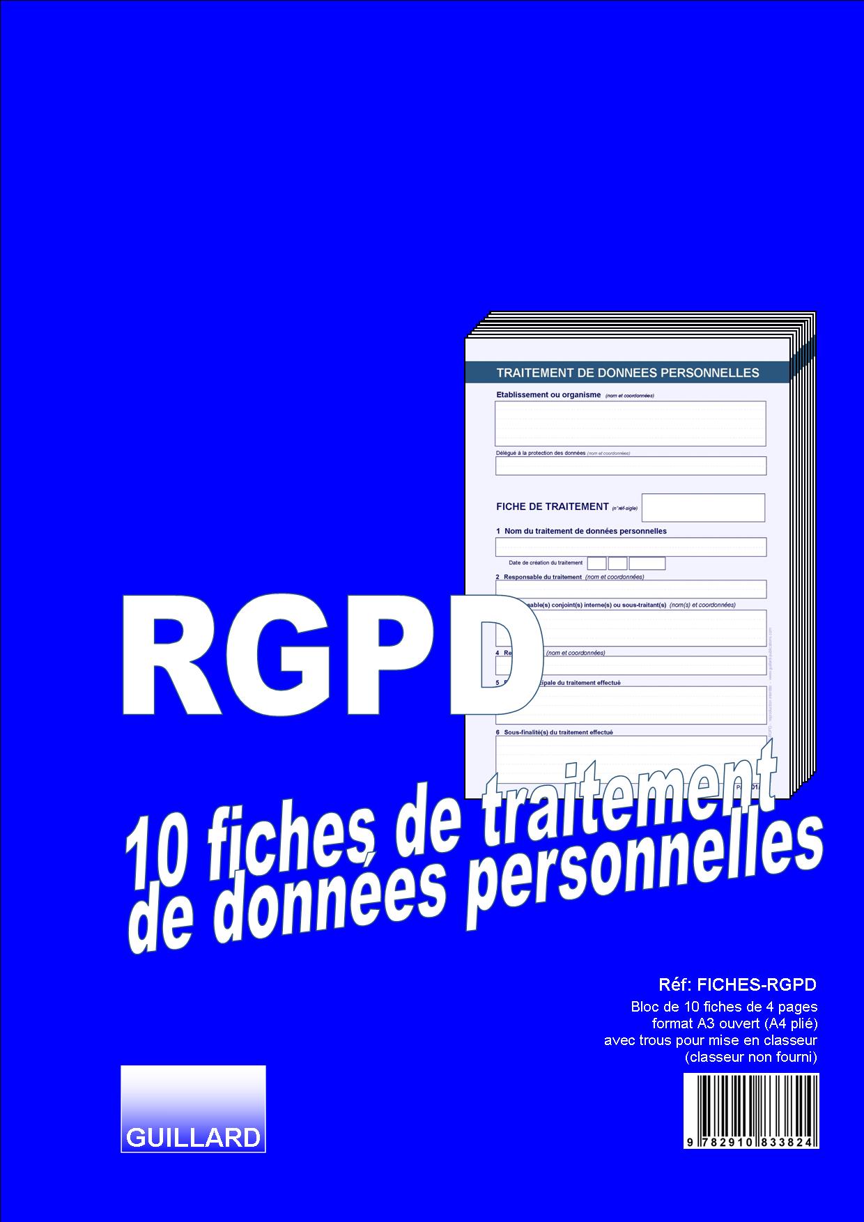 FICHES RGPD DE TRAITEMENT DES DONNEES PERSONNELLES - Edition GUILLARD
