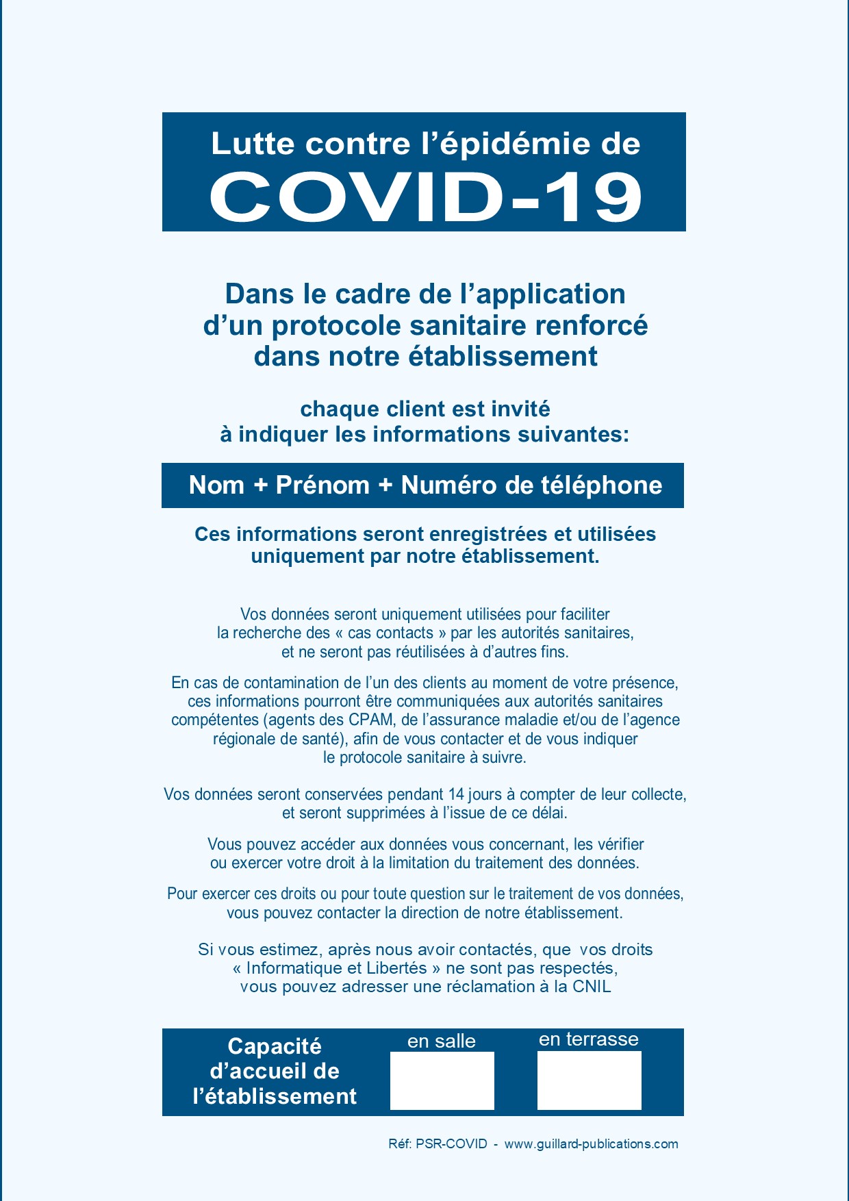 COVID-19  - Affiche pour RESTAURANT appliquant un protocole sanitaire renforcé