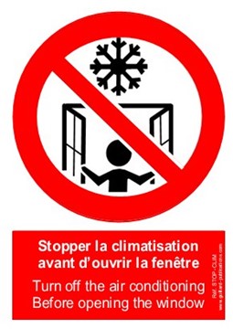 CLIMATISATION - AFFICHE POUR CHAMBRE D'HOTEL CLIMATISEE - STOP.CLIM.Vynile.ac