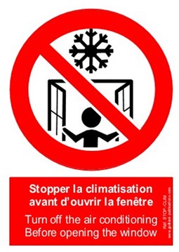 CLIMATISATION - AFFICHE POUR CHAMBRE D'HOTEL CLIMATISEE - STOP.CLIM  (PVCac)