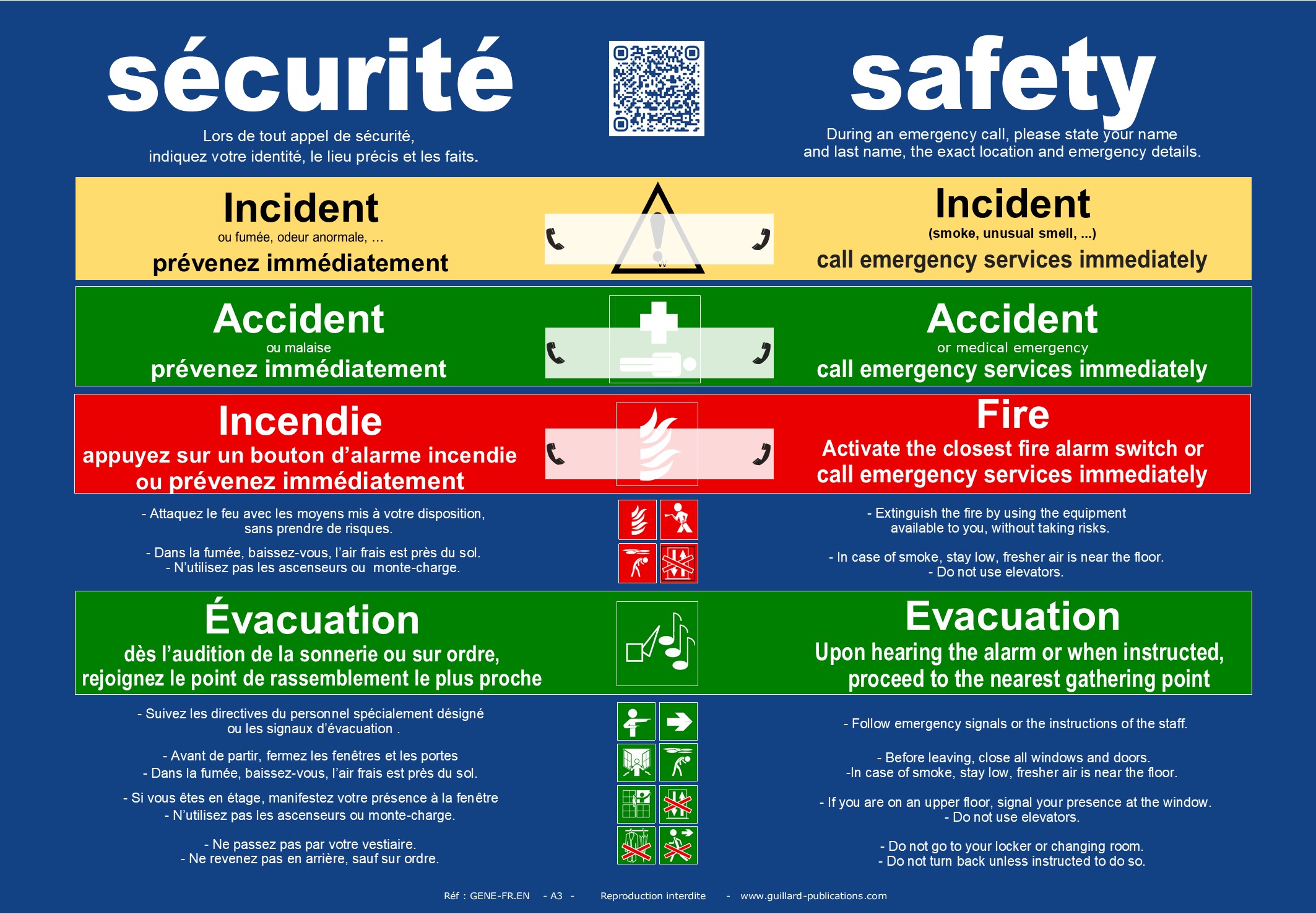 	. ERP et ERT - Panneau de consignes de securite en FRANCAIS et en ANGLAIS - GENE.FR.EN