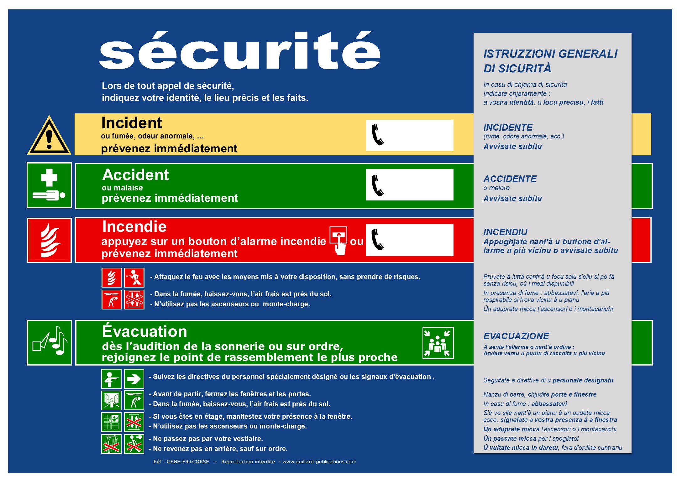 	. ERP et ERT - Panneau de consignes de securite en FRANCAIS et CORSE - GENE.FR.CORSE