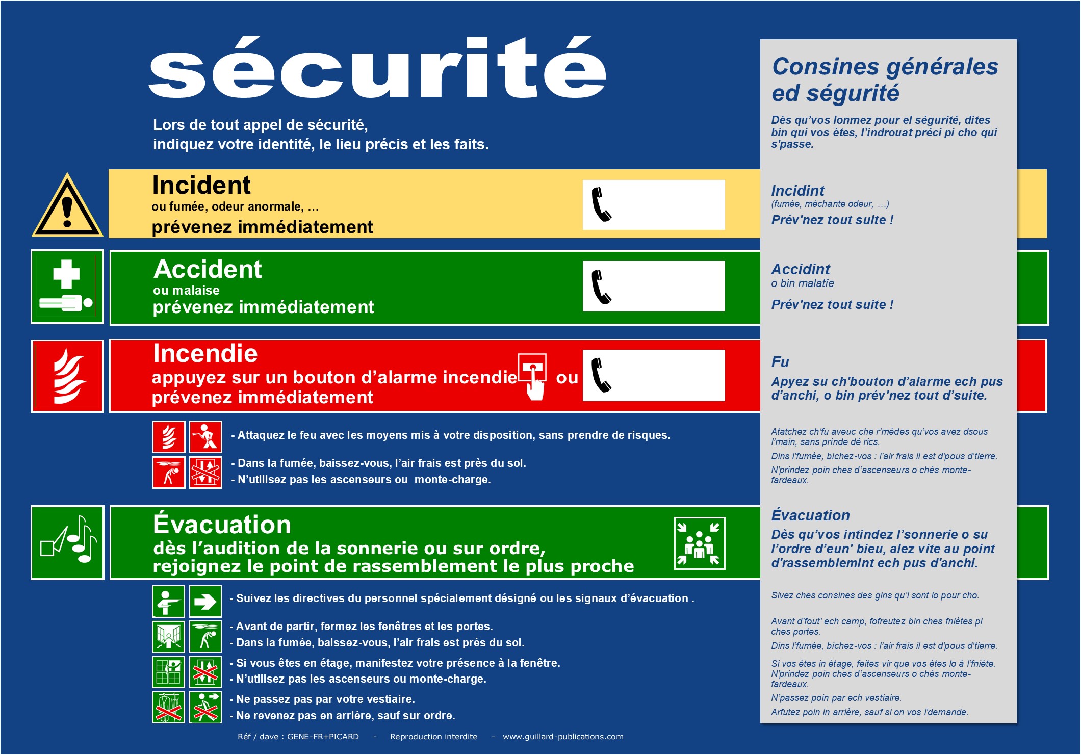 	. ERP et ERT - Panneau de consignes de securite en FRANCAIS et PICARD - GENE.FR.PICARD