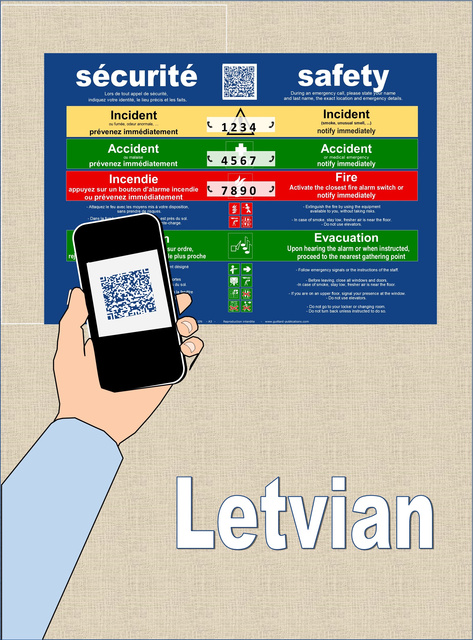 ... SECURITE - SAFETY . QR code + IA + LETTON traduction