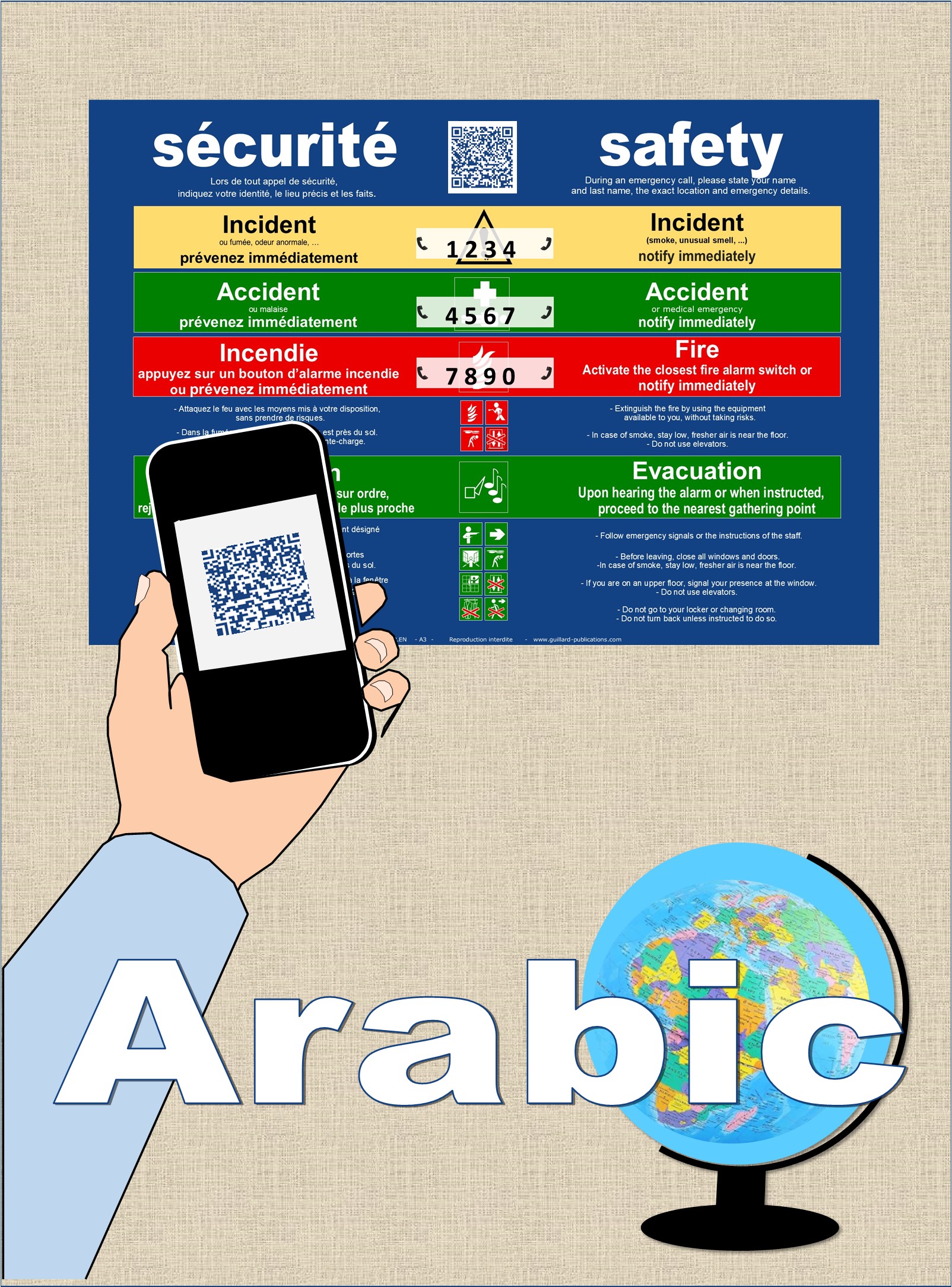 ... SECURITE - SAFETY . QR code + IA + ARABE traduction