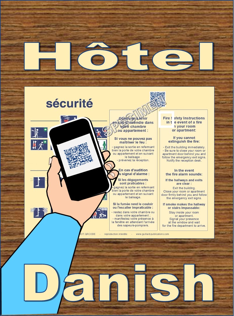 	... HOTEL CHAMBRE . QR code + IA + DANOIS traduction