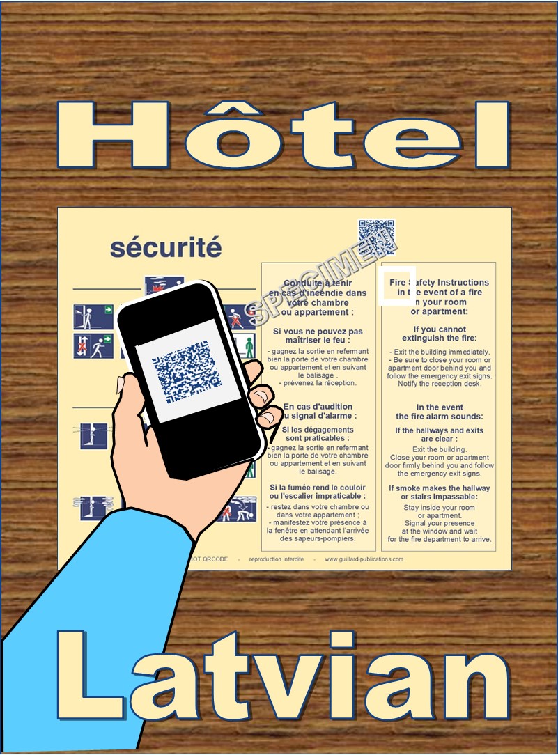 	... HOTEL CHAMBRE . QR code + IA + LETTON traduction