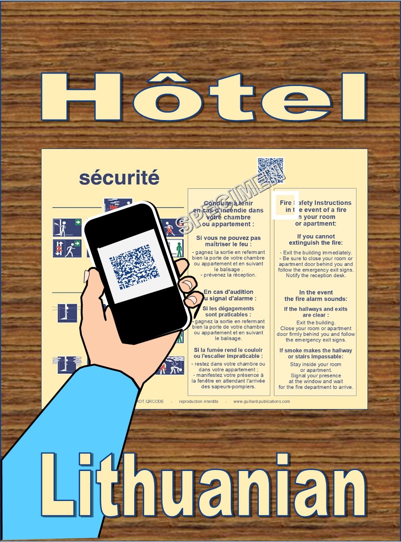 	... HOTEL CHAMBRE . QR code + IA + LITHUANIEN traduction