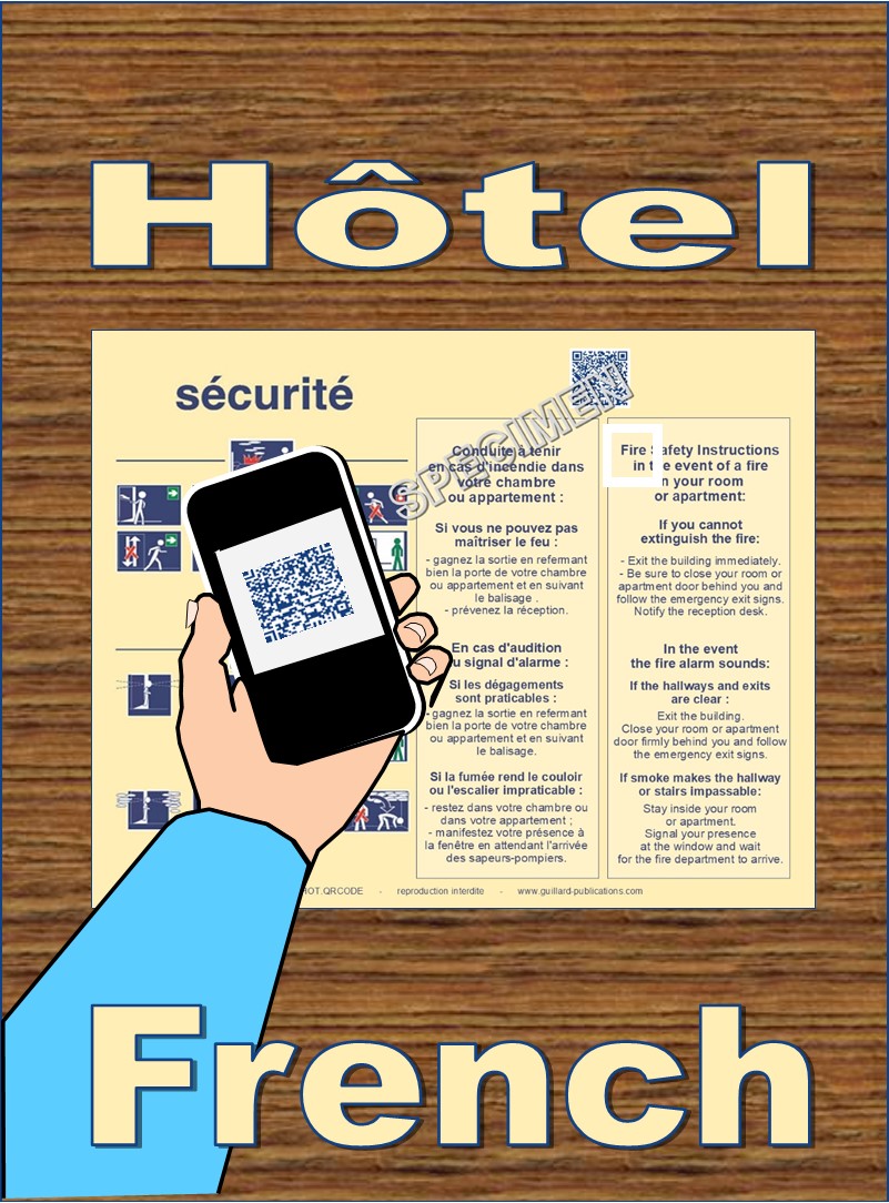 	... HOTEL CHAMBRE . QR code + IA + FRANCAIS traduction