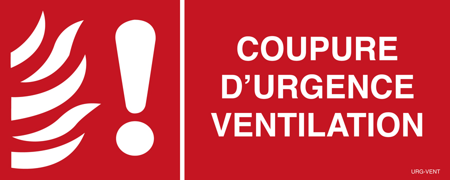  Panneau de signalisation COUPURE D'URGENCE VENTILATION  -  URG-VENT